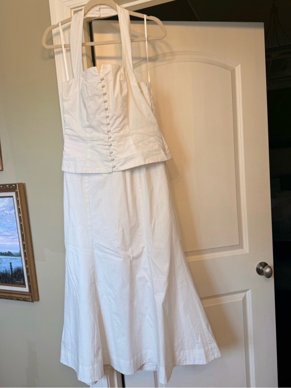 NWOT - BHLDN White Halter Midi Dress - Picture 3 of 5